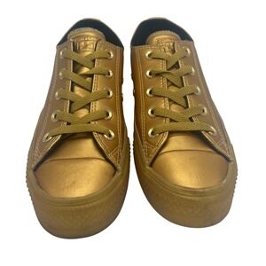 Converse All Star‎ Metallic Gold Sneakers Low Top Shoes Unisex Size 5.5 3.5